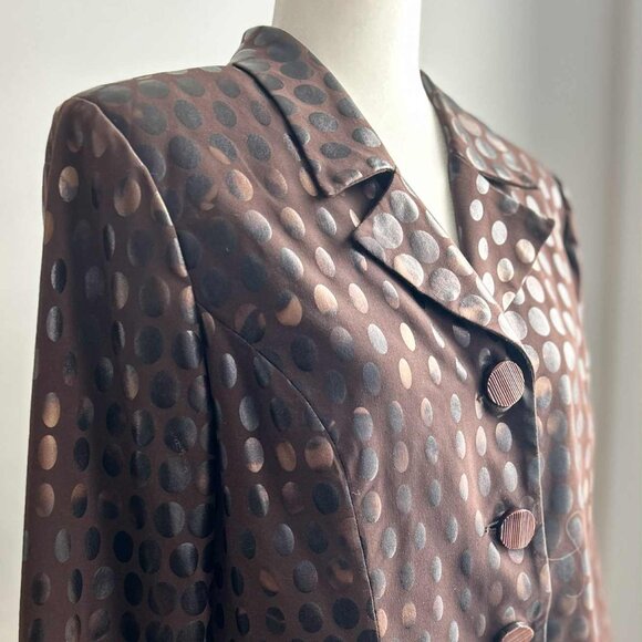 Nueva Cocoa Multi Tone Iridescent Dot Pattern Jacket w/ Statement Buttons - US L - Picture 1 of 11